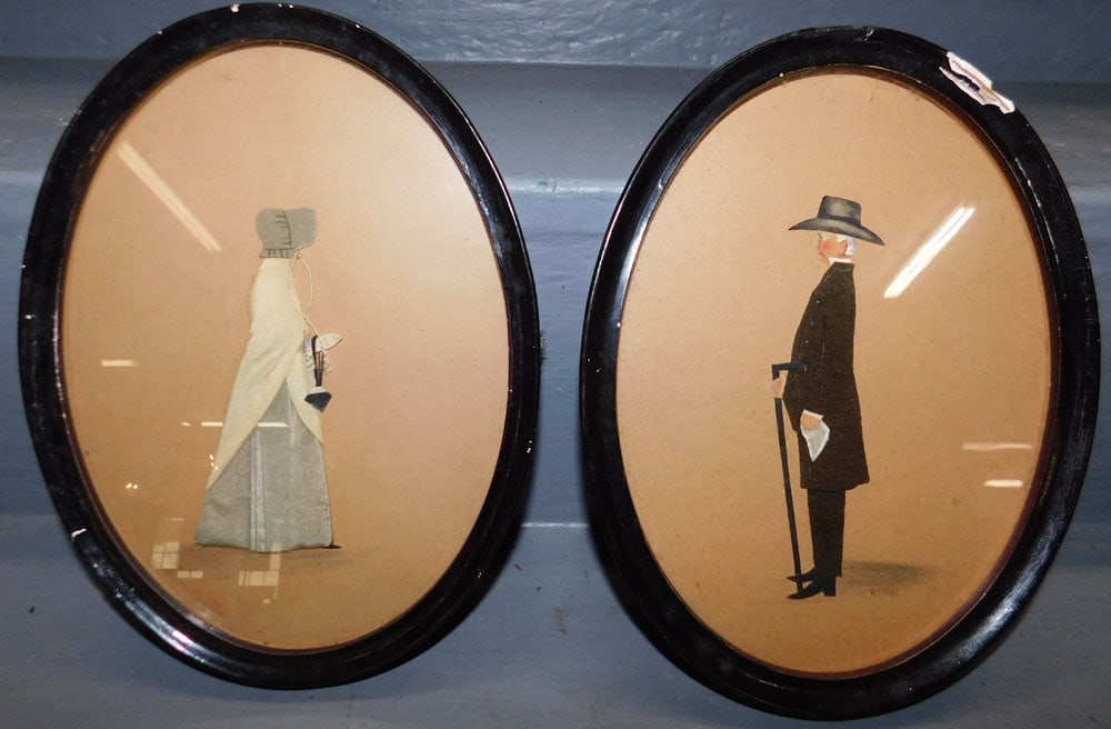 Pair of Oval Framed Silhouettes, (Pencil Signed) (1 of 5)