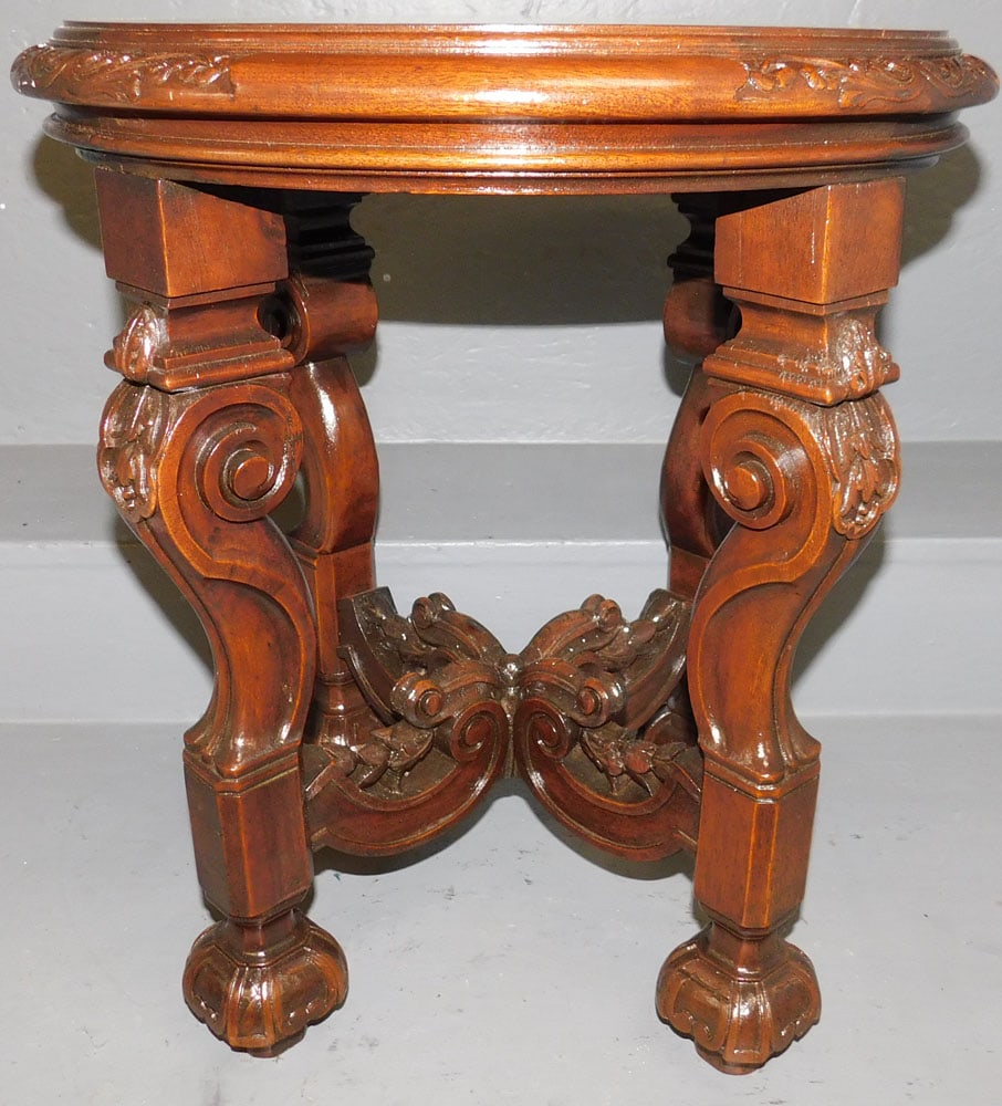 Carved Walnut Plant Stand  (1 of 4)