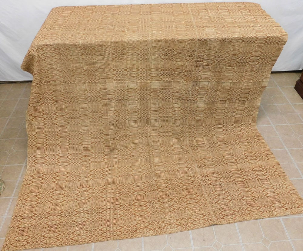 6' 7" x 8' 8" Antique Handmade Wool Coverlet (1 of 8)