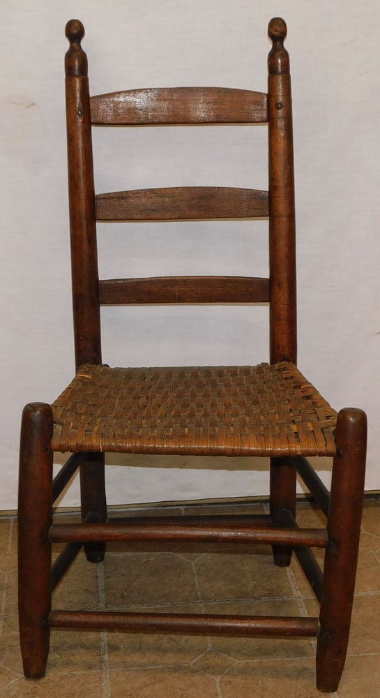 18th Century Ladder Back Split Oak Seat Chair  (1 of 5)