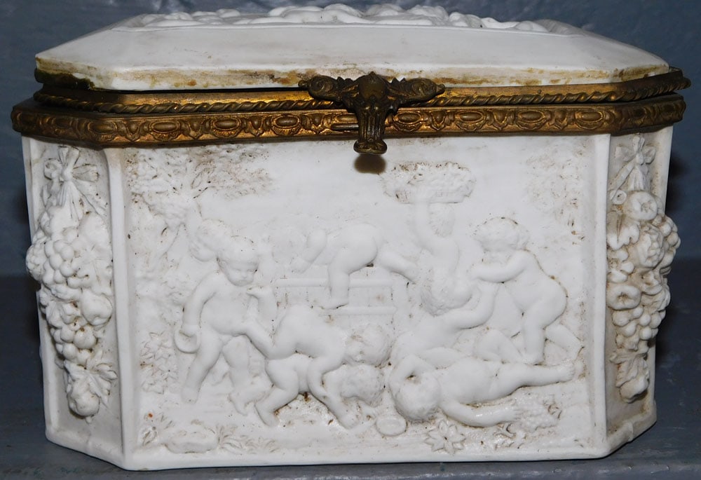 Parian & Bronze Covered Dresser Box (1 of 5)