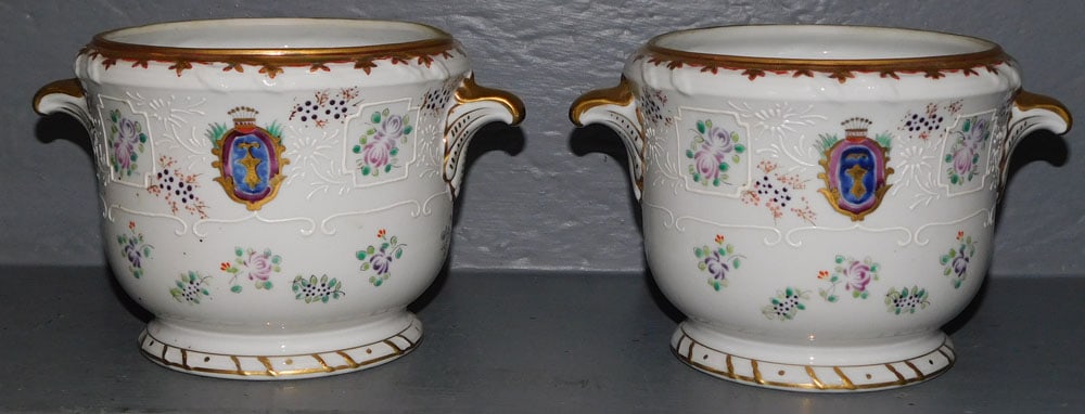 Pair of Armorial Porcelain Cache Pots  (1 of 5)