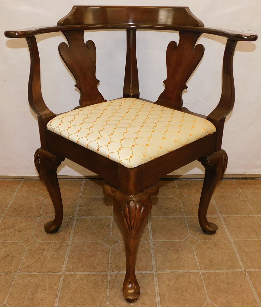 Mahogany Queen Anne Style Corner Chair by Statesville Chair Company (1 of 5)