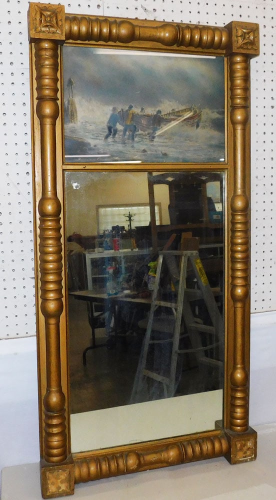 Antique Painted Frame Trumeau Mirror (1 of 6)