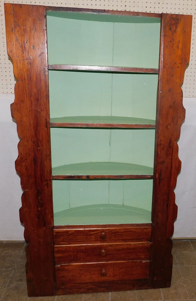 Antique Pine Wall Shelf with 3 Drawers (1 of 5)