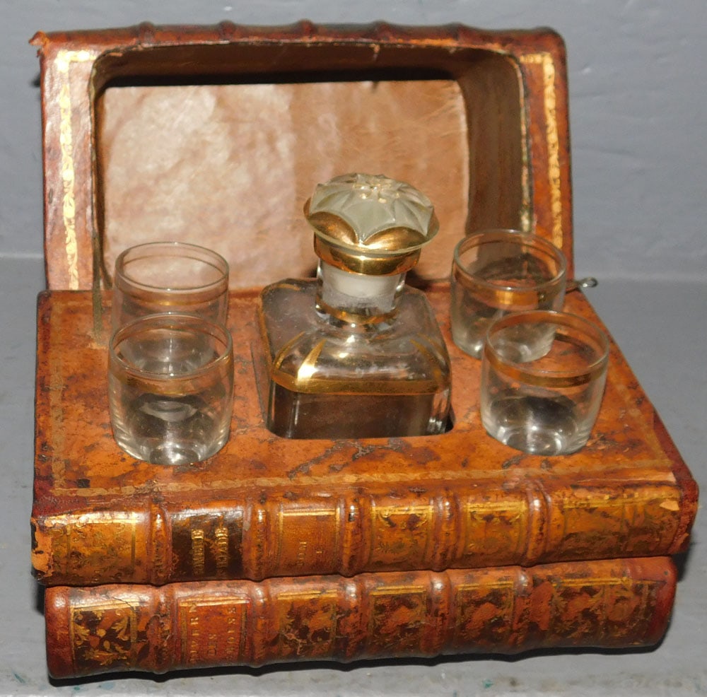 Antique Faux Leather Book Tantalus  (1 of 4)