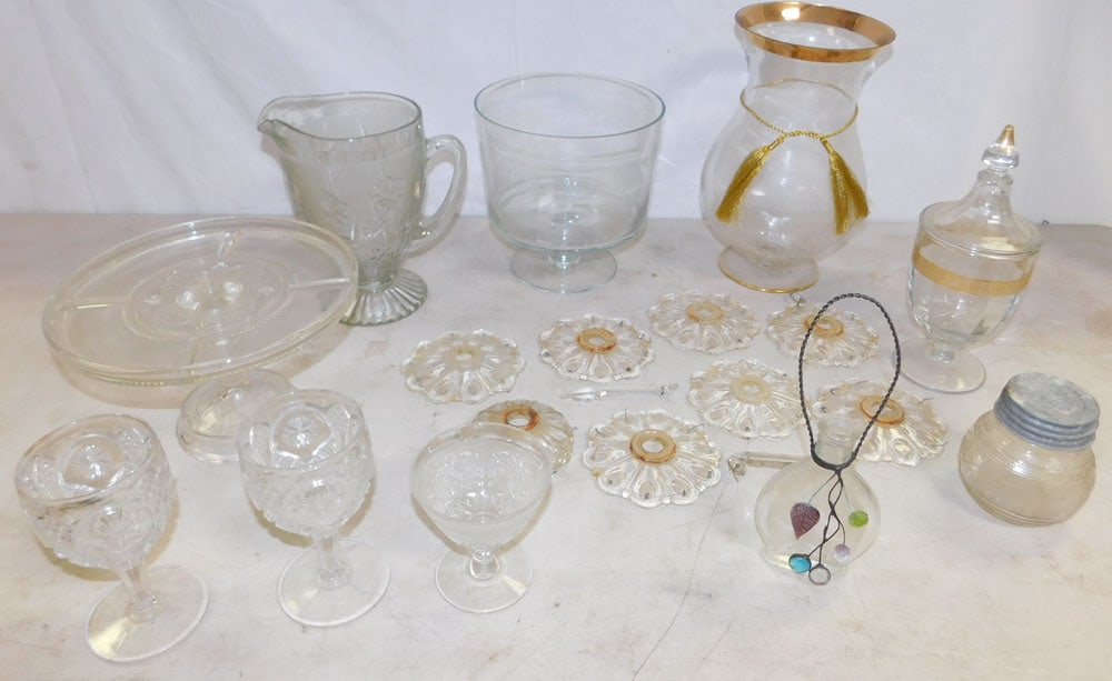 Lot Glass Cake Stand - Misc. Clear Glass Items (1 of 3)