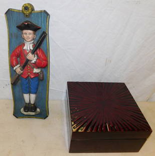 Lot Ceramic Wall Hanging - Dresser Box: Lot Ceramic Wall Hanging - Dresser Box. ALL DESCRIPTIONS AND ANY CONDITION STATEMENT GIVEN BY LANGSTON AUCTION GALLERY ARE STRICTLY OPINIONS AND LANGSTON'S SHALL HAVE NO RESPONSIBILITY FOR ERRORS OR O