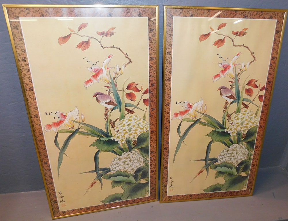 Pair Oriental Bird Prints (1 of 4)