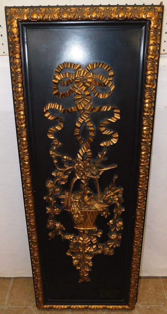 Black Lacquered & Gilt Decorated Wall Panel (1 of 5)