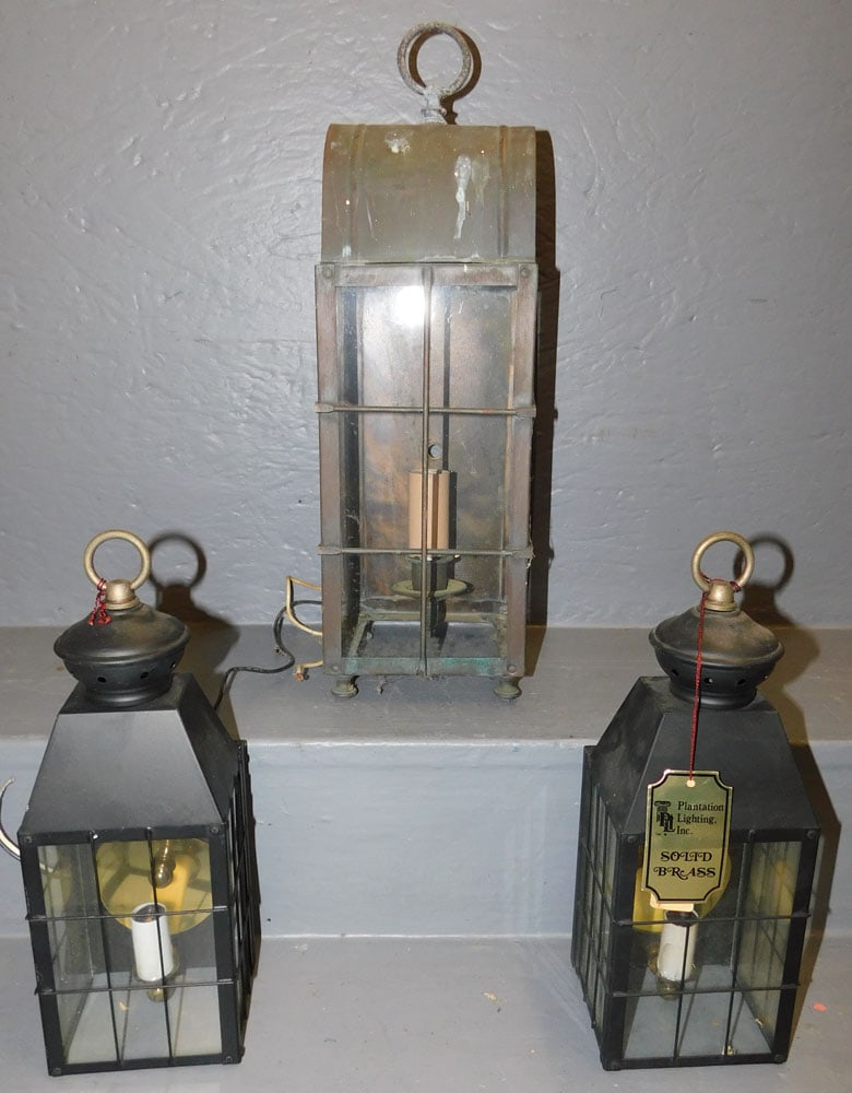 Three Brass Lantern Sconces (1 of 6)