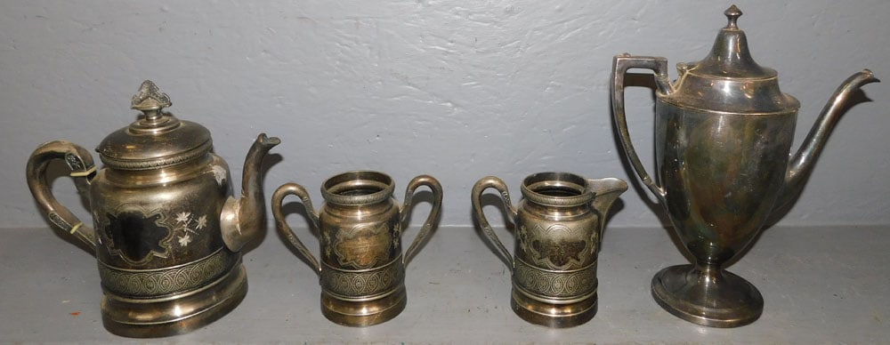Lot Four Silver Plate Items: Lot Four Silver Plate Items. ALL DESCRIPTIONS AND ANY CONDITION STATEMENT GIVEN BY LANGSTON AUCTION GALLERY ARE STRICTLY OPINIONS AND LANGSTON'S SHALL HAVE NO RESPONSIBILITY FOR ERRORS OR OMISSIONS. T