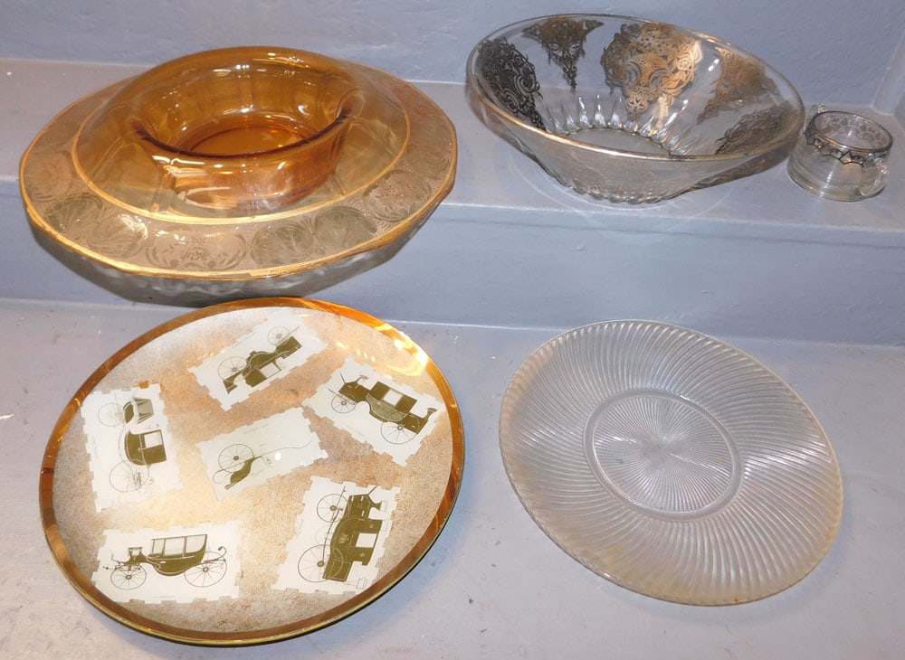 Lot Of Glass Items - Some Silver Overlay (1 of 5)