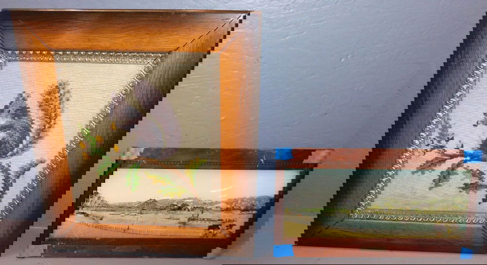 German Reverse Painting On Bubble Glass & Framed Squirrel Needlework (1 of 3)