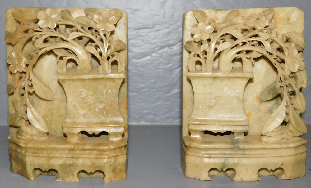 Pair Soap Stone Carved Bookends (1 of 1)
