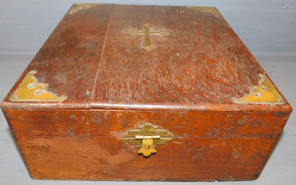 Tiger Oak Brass Bound Communion Box (1 of 3)