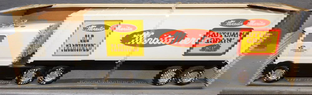 1991 Nylint Sound Machine Merita Tractor Trailer: 1991 Nylint Sound Machine Merita Tractor Trailer. 21" L ALL DESCRIPTIONS AND ANY CONDITION STATEMENT GIVEN BY LANGSTON AUCTION GALLERY ARE STRICTLY OPINIONS AND LANGSTON'S SHALL HAVE NO RESPONSIBILITY
