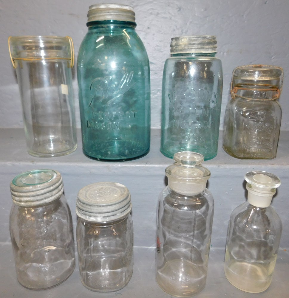 Lot Antique Canning Jars & Apothecary Jars (1 of 3)
