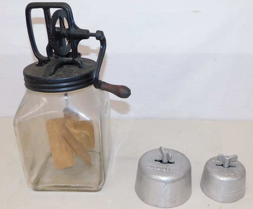 Butter Churn And Two Cast Aluminum Butter Molds (1 of 4)