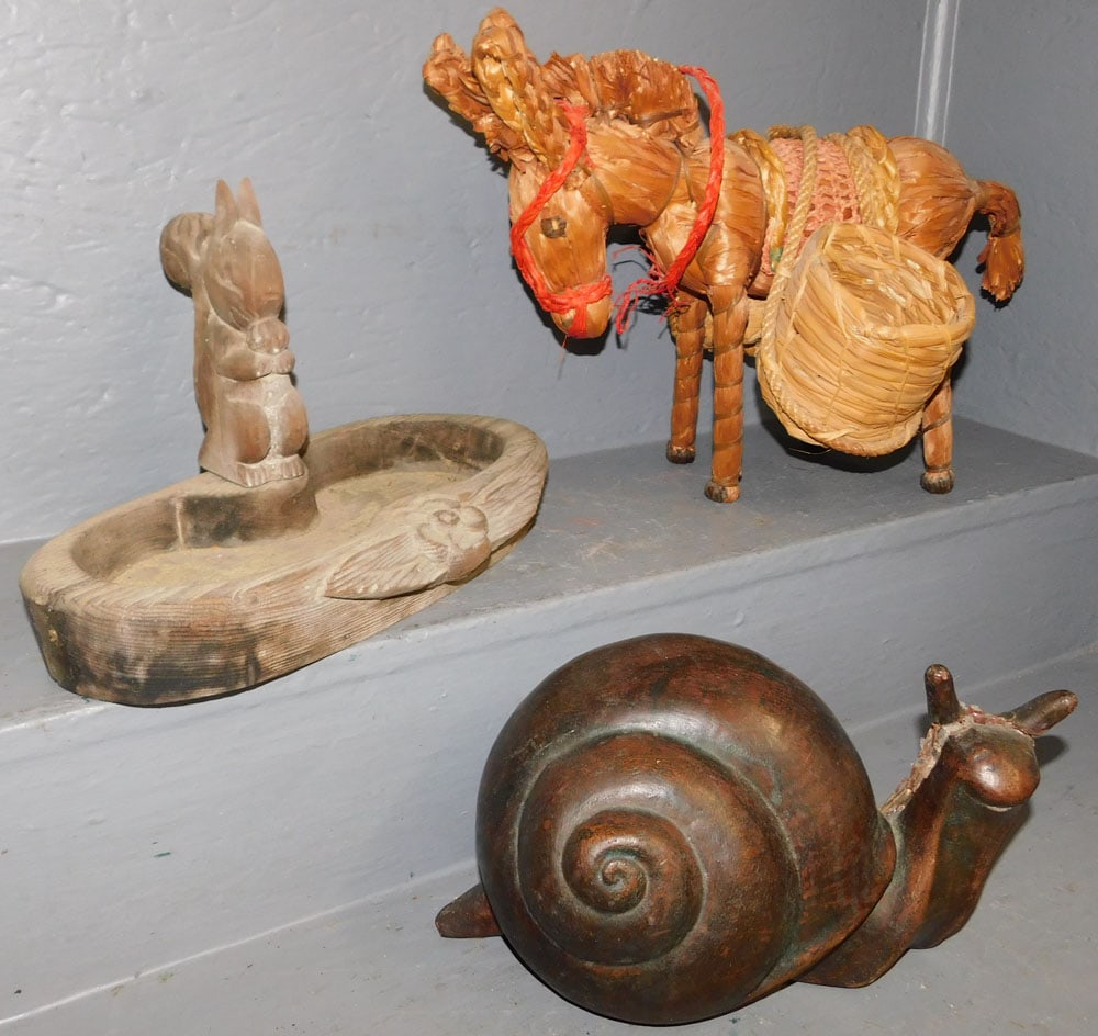 Snail - As Is - Wood Carved Squirrel Bowl - Donkey (1 of 5)