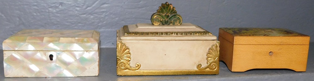 Mother Of Pearl Covered Box & Two Wooden Boxes (1 of 8)