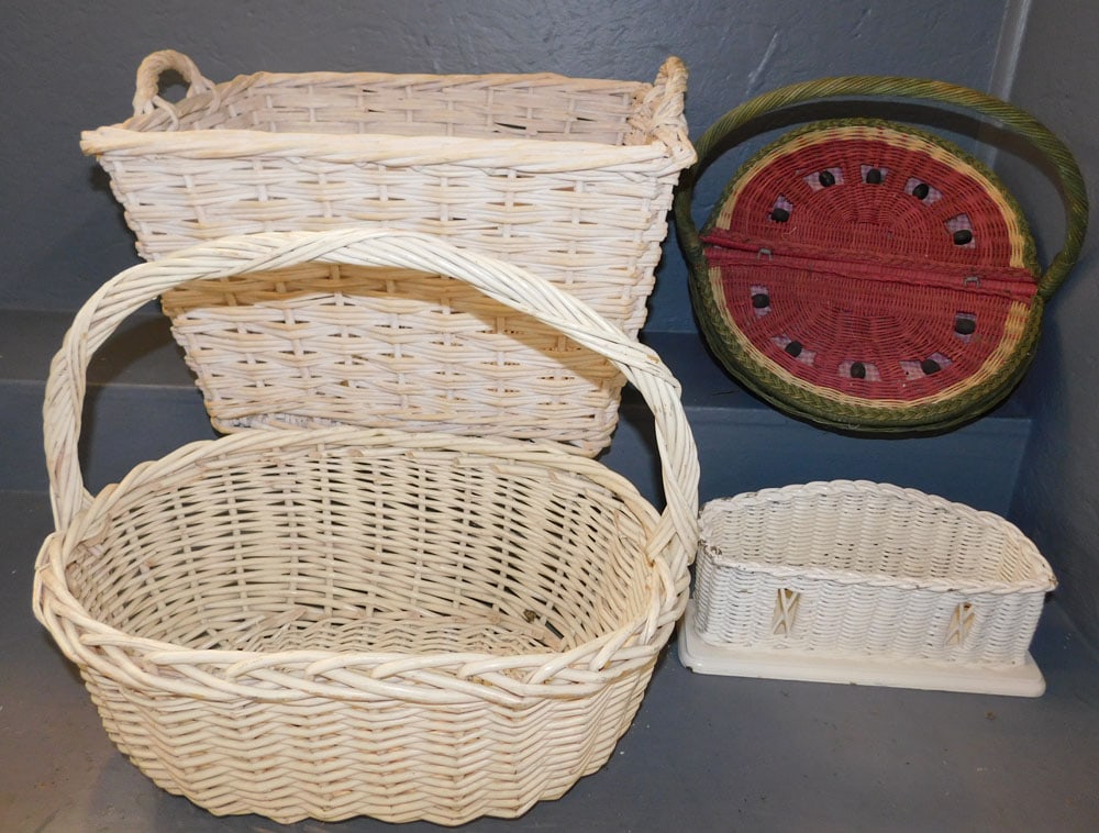 Lot of Wicker Baskets: Lot of Wicker Baskets . 20" W 16" D 14" H ALL DESCRIPTIONS AND ANY CONDITION STATEMENT GIVEN BY LANGSTON AUCTION GALLERY ARE STRICTLY OPINIONS AND LANGSTON'S SHALL HAVE NO RESPONSIBILITY FOR ERRORS OR