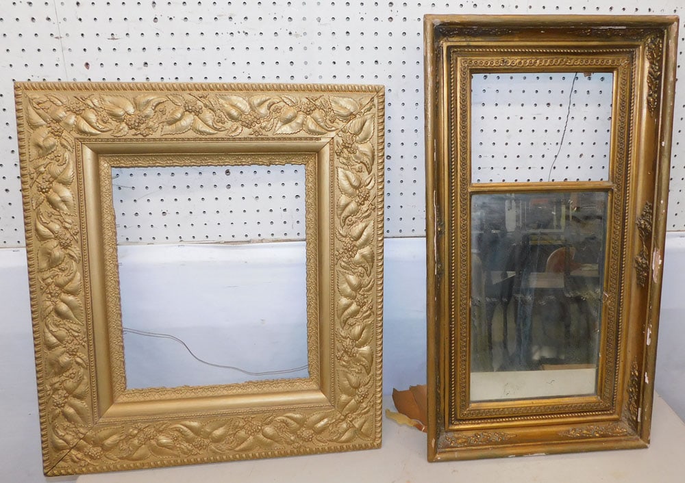 2 Antique Gilded Frames: 2 Antique Gilded Frames. 25" X 28 1/4" ALL DESCRIPTIONS AND ANY CONDITION STATEMENT GIVEN BY LANGSTON AUCTION GALLERY ARE STRICTLY OPINIONS AND LANGSTON'S SHALL HAVE NO RESPONSIBILITY FOR ERRORS OR OM