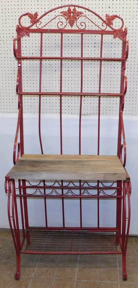 Painted Metal & Pine Bakers Rack (1 of 4)