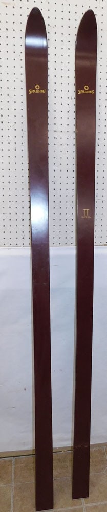 Pair of Spalding Skis: Pair of Spalding Skis. 78 1/2" Long ALL DESCRIPTIONS AND ANY CONDITION STATEMENT GIVEN BY LANGSTON AUCTION GALLERY ARE STRICTLY OPINIONS AND LANGSTON'S SHALL HAVE NO RESPONSIBILITY FOR ERRORS OR OMISS