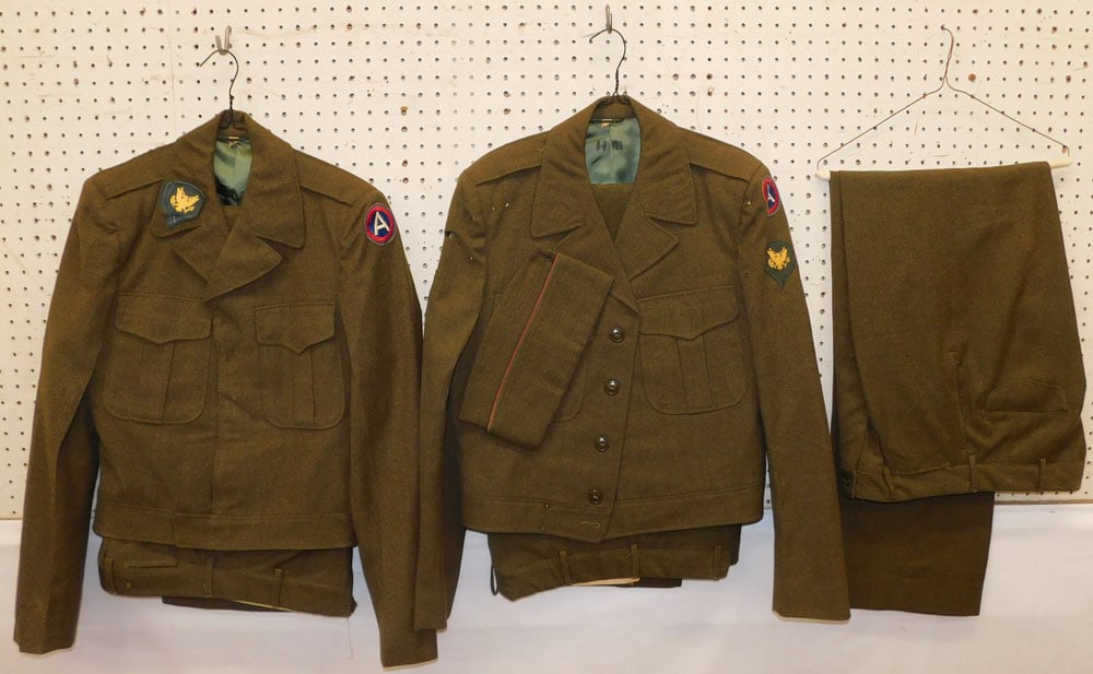 2 Vintage Wool Army Uniforms: 2 Vintage Wool Army Uniforms . ALL DESCRIPTIONS AND ANY CONDITION STATEMENT GIVEN BY LANGSTON AUCTION GALLERY ARE STRICTLY OPINIONS AND LANGSTON'S SHALL HAVE NO RESPONSIBILITY FOR ERRORS OR OMISSIONS.