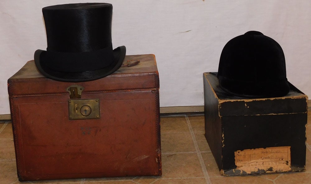 Early Vintage Top Hat in Leather Case & Jockey Hat in Original Box (1 of 6)