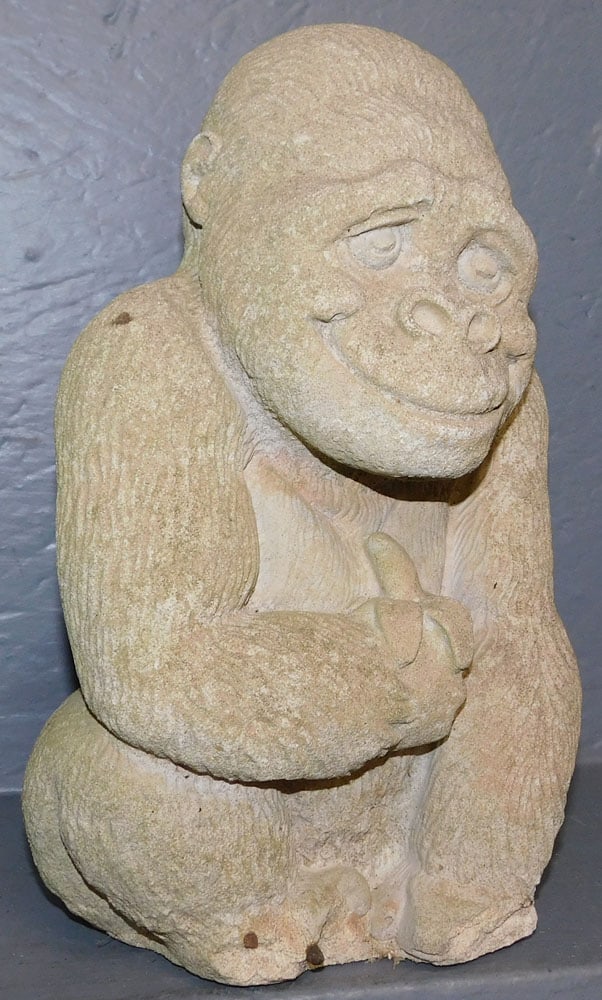 Cast Concrete Gorilla Yard Statue (1 of 3)