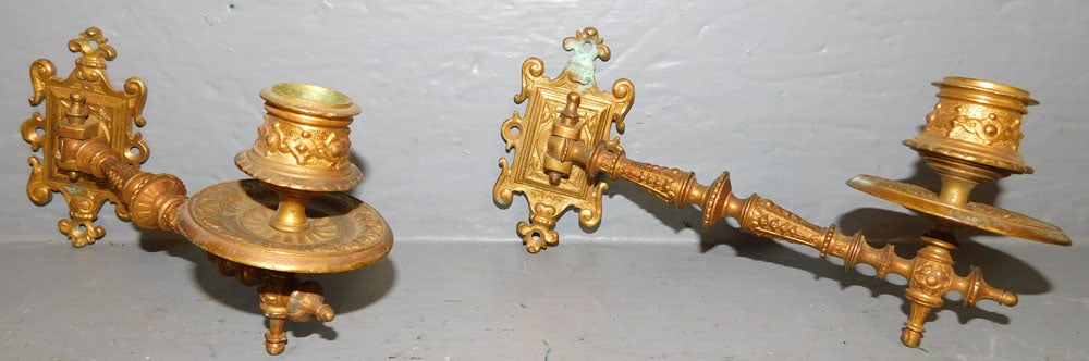 2 Gilded Bronze Victorian Candle Sconces (1 of 3)