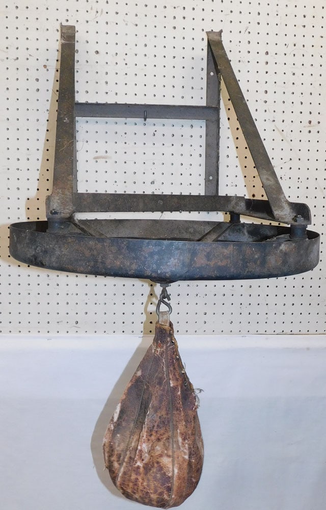 Antique Boxing Leather Punching Bag with Metal Frame (1 of 3)