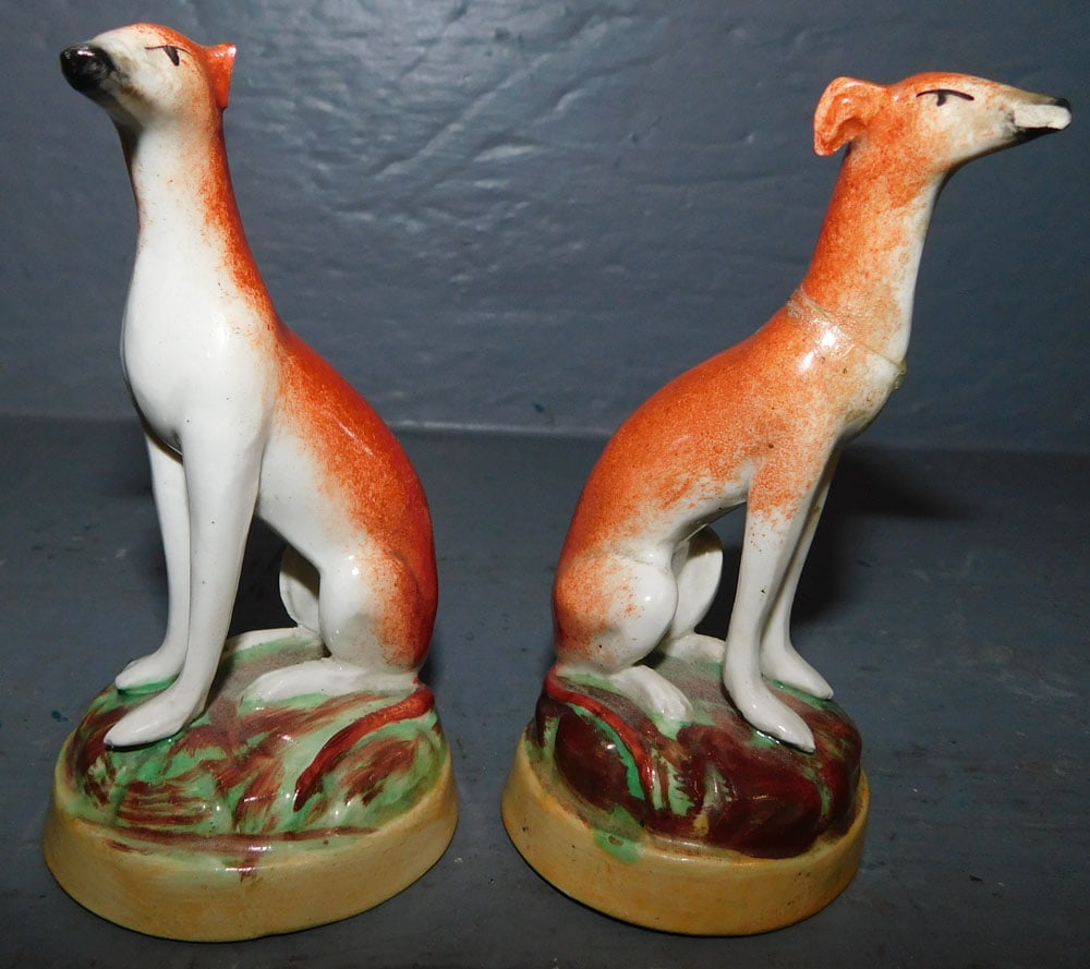 Pair Staffordshire Whippets - One restored (1 of 5)