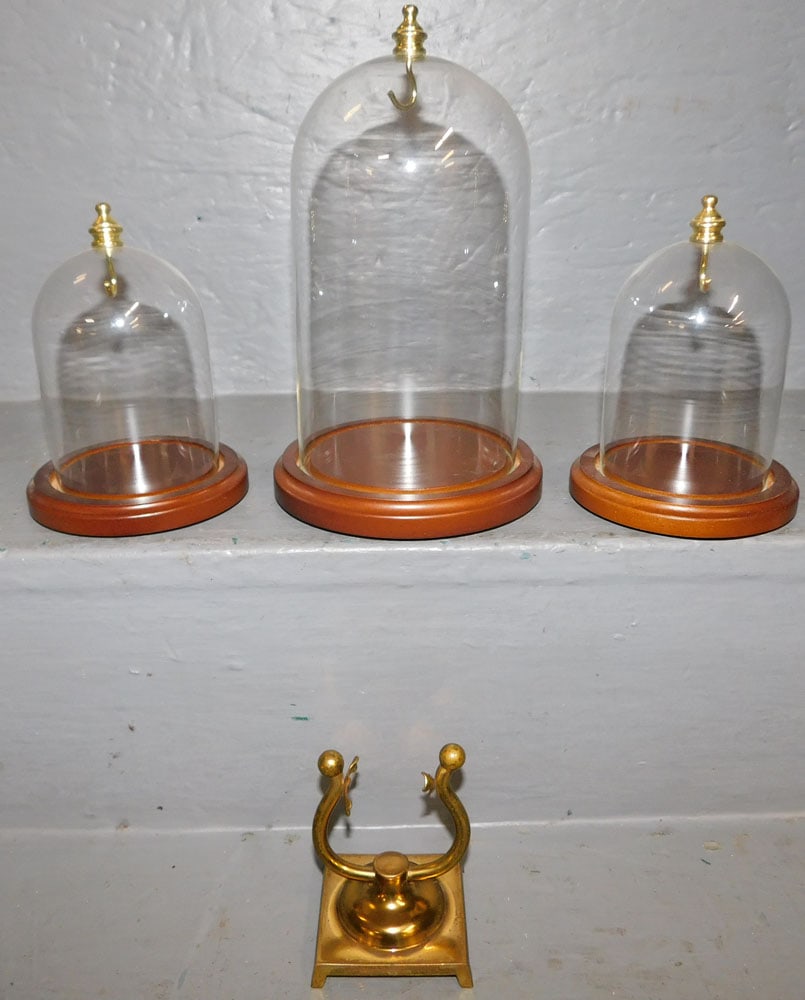 Lot Three Pocket Watch Domes & Brass Watch Stand (1 of 3)
