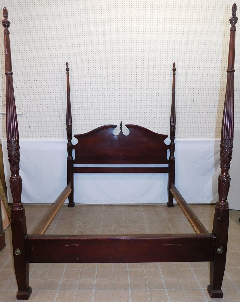 Queen Size Cherry Rice Carved Bed (1 of 7)