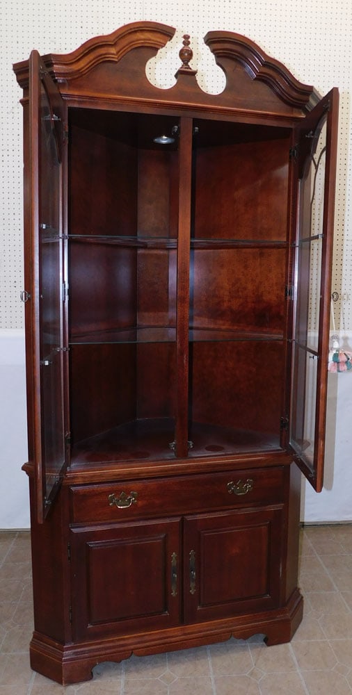 American Drew Cherry Glass Door Corner Cabinet (1 of 4)