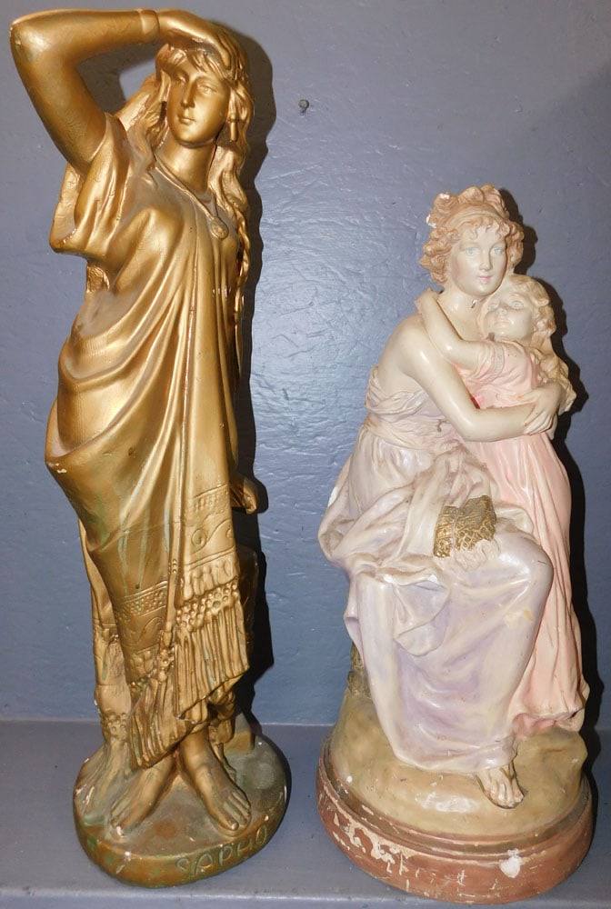 Two Painted Chalk Ware Statues (1 of 4)