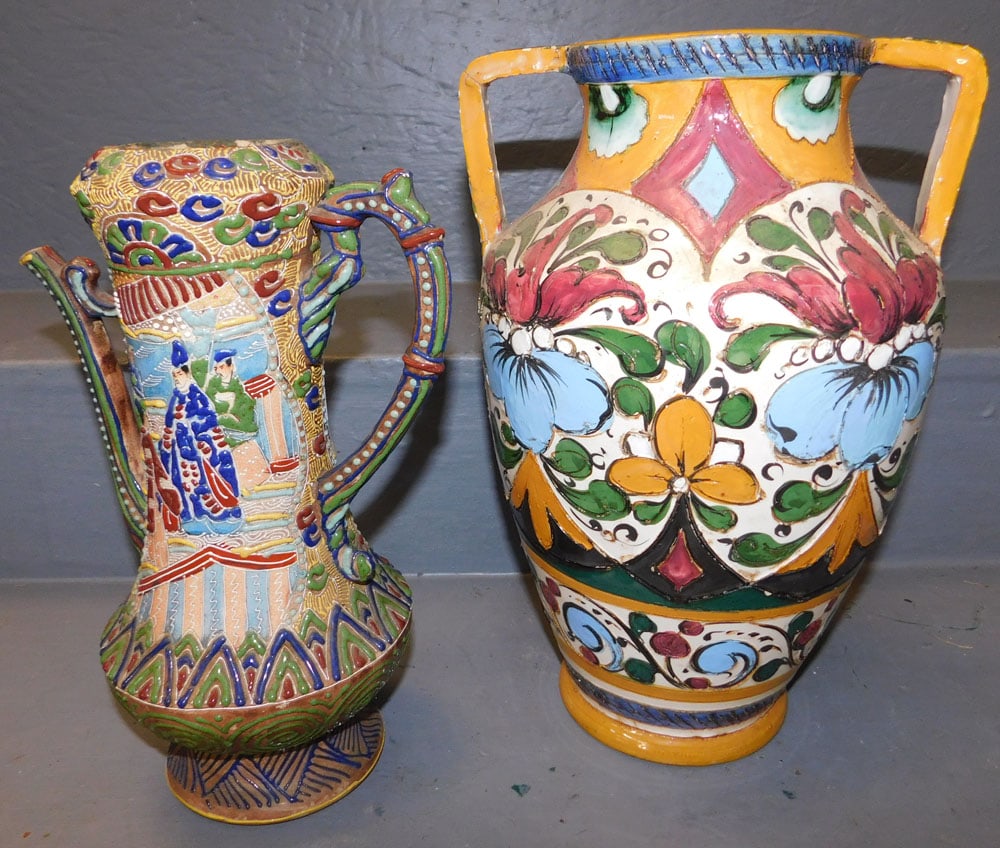Painted Porcelain Italian Urn & Oriental Ewer (1 of 6)