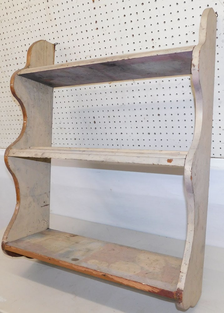 Painted Wall Shelf: Painted Wall Shelf. 27 1/4" x 36" ALL DESCRIPTIONS AND ANY CONDITION STATEMENT GIVEN BY LANGSTON AUCTION GALLERY ARE STRICTLY OPINIONS AND LANGSTON'S SHALL HAVE NO RESPONSIBILITY FOR ERRORS OR OMISSIO