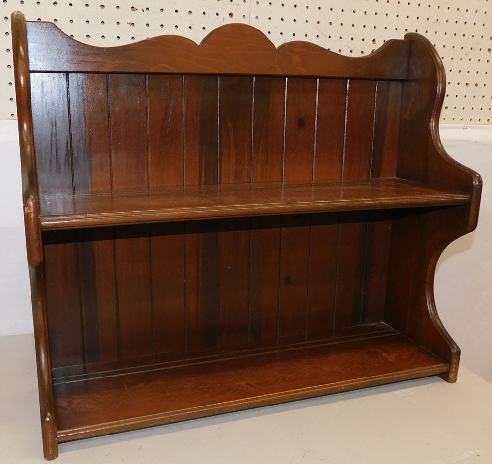 Pine Shelf: Pine Shelf. 24 3/4" W 7 1/2" D 21 1/4" H ALL DESCRIPTIONS AND ANY CONDITION STATEMENT GIVEN BY LANGSTON AUCTION GALLERY ARE STRICTLY OPINIONS AND LANGSTON'S SHALL HAVE NO RESPONSIBILITY FOR ERRORS OR 