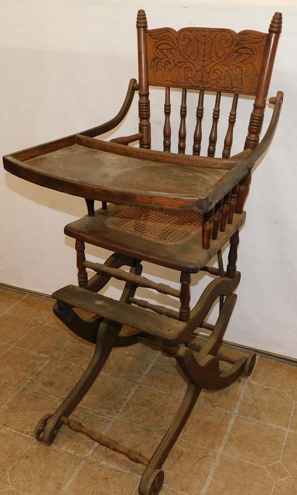 Antique Walnut Cane Bottom High Chair (1 of 4)