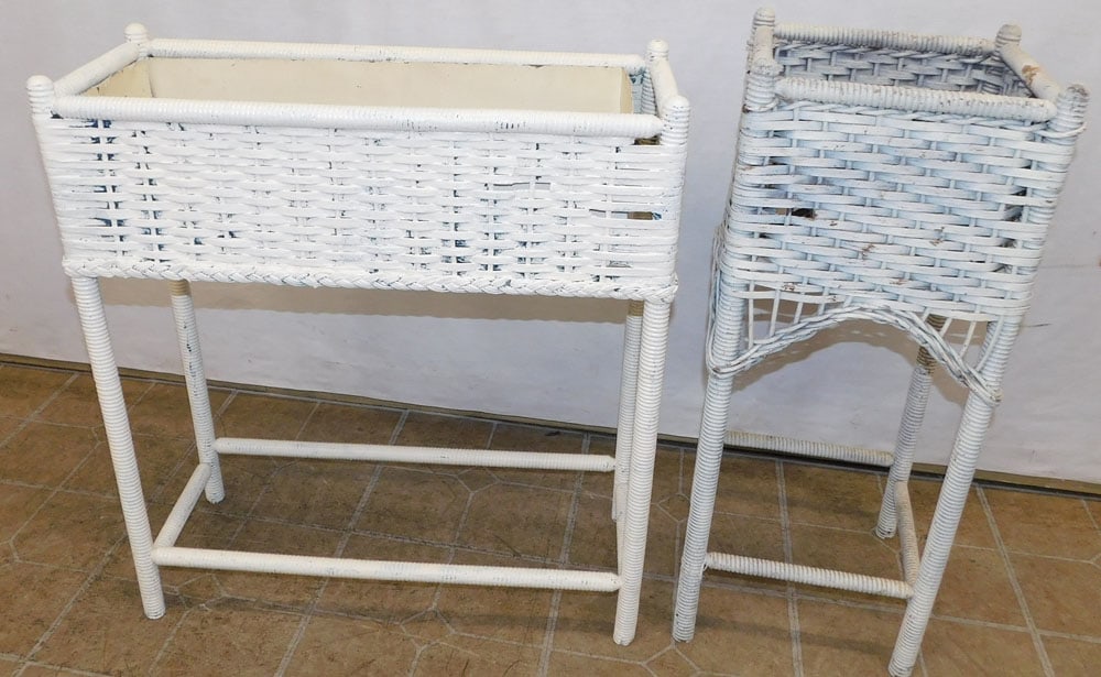 Two Antique Painted Wicker Planters (1 of 2)