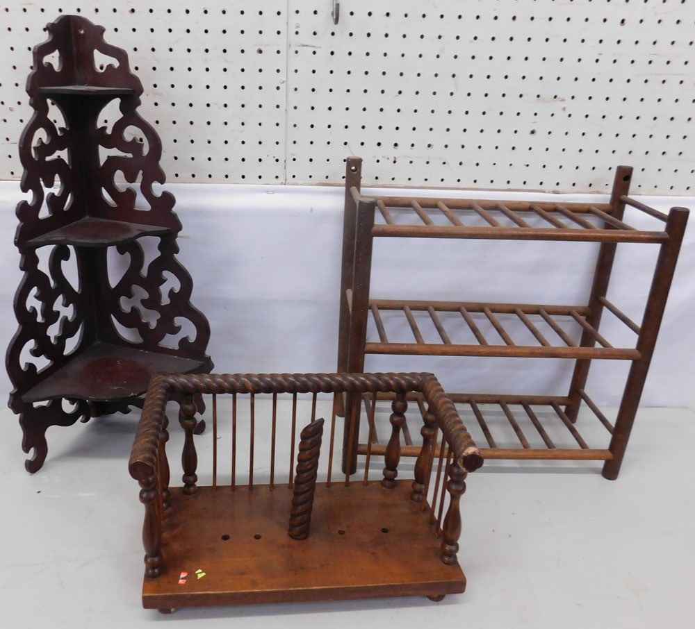 Two Table Top Stands & One Open Work Corner Shelf (1 of 3)