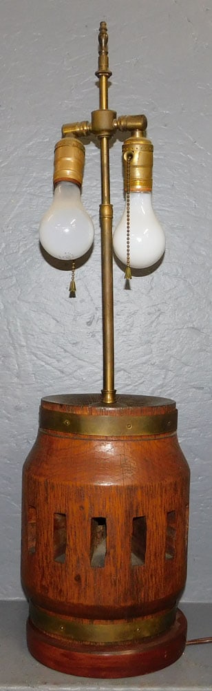 Antique Oak Wheel Hub Lamp (1 of 2)