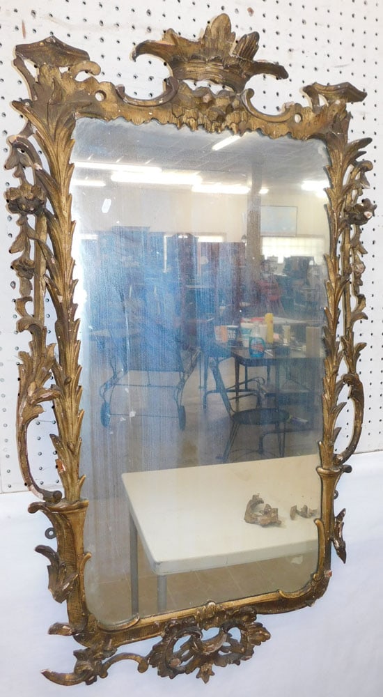 19th C Wood Carved Framed Mirror - As Is (1 of 5)
