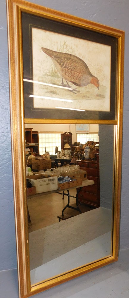 Trumeau Mirror: Trumeau Mirror. 14" x 30 1/2" ALL DESCRIPTIONS AND ANY CONDITION STATEMENT GIVEN BY LANGSTON AUCTION GALLERY ARE STRICTLY OPINIONS AND LANGSTON'S SHALL HAVE NO RESPONSIBILITY FOR ERRORS OR OMISSIONS. 