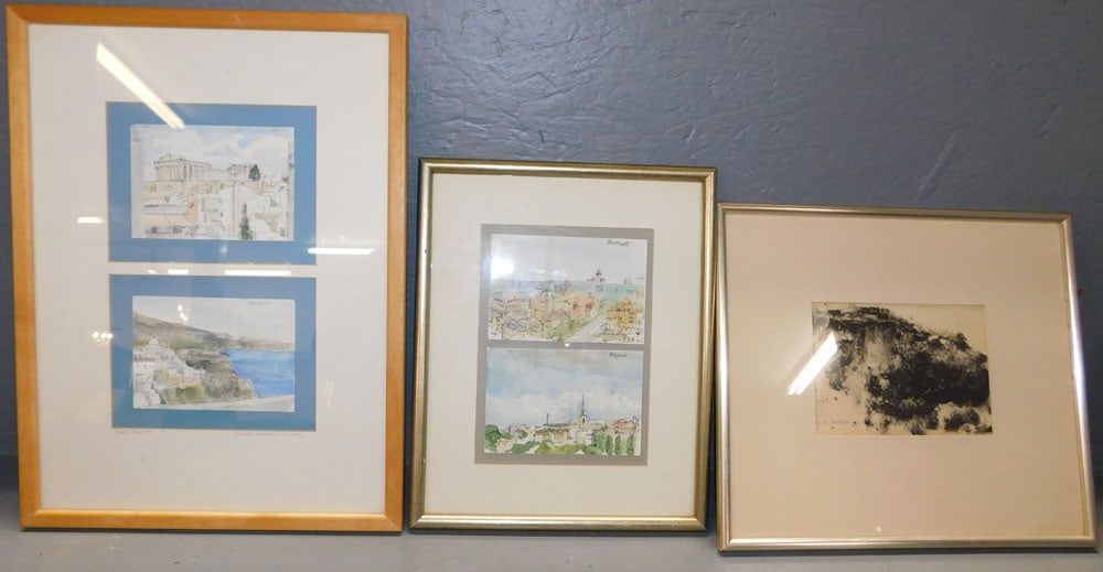 Three Signed Framed Watercolors (1 of 6)
