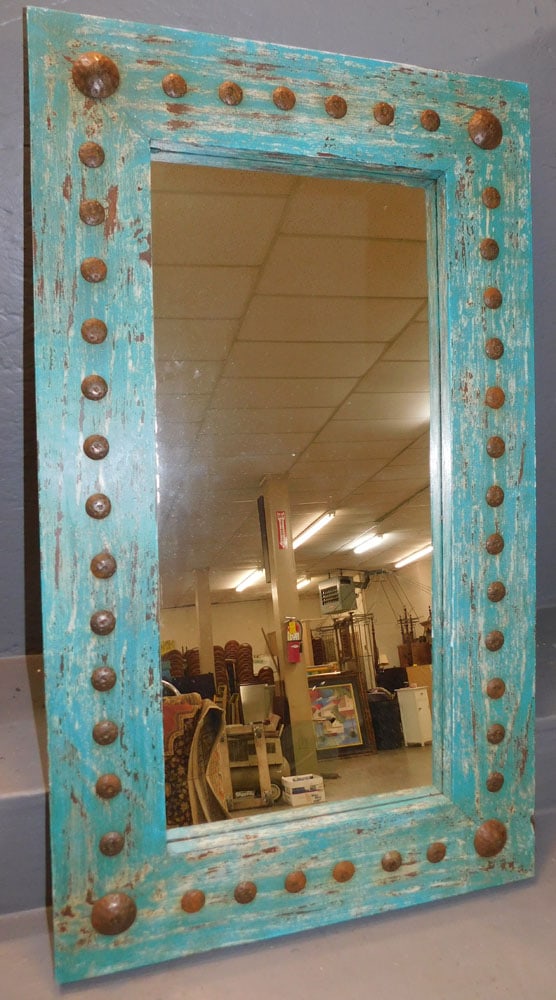 Distressed Paint Framed Mirror (1 of 3)
